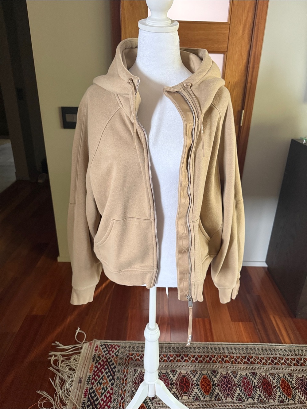 Ralph Lauren Taupe Hooded Zip Front Bomber sweatshirt